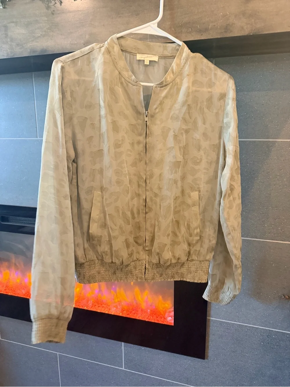 Mystree Light tan/ taupe Patterned Bomber Jacket